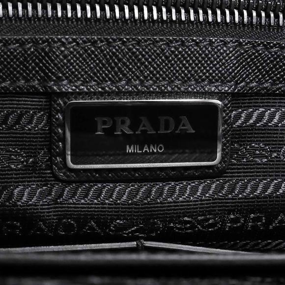Prada Handbag Crossbody Tessuto Nylon Saffiano Leather Black - Picture 8 of 9